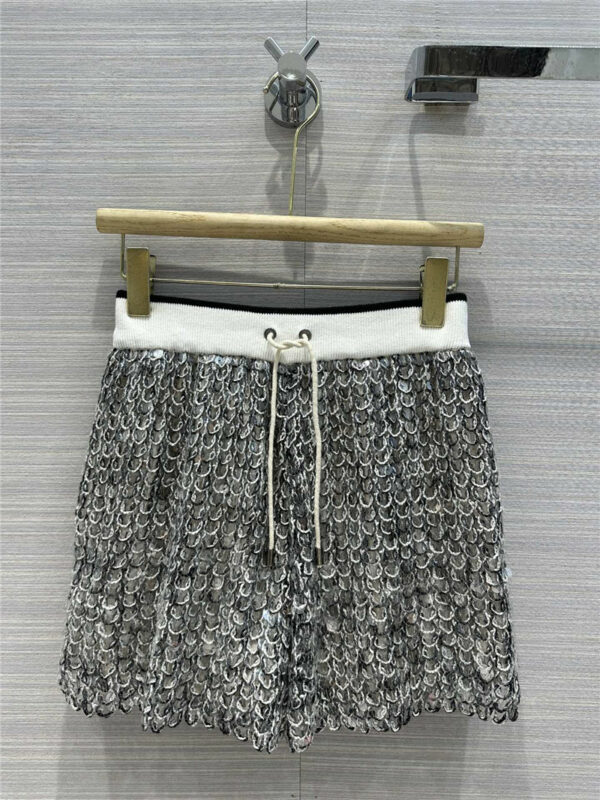 Brunello Cucinelli Scale Sequined Knit Mini Shorts