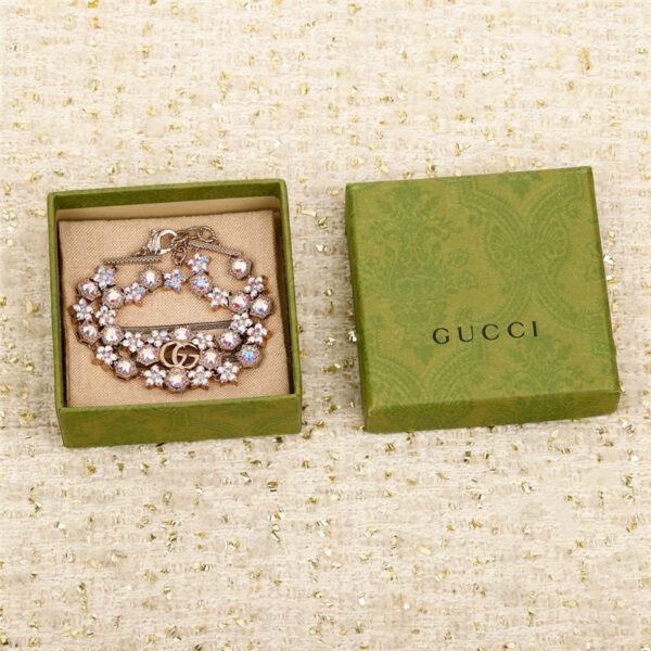 gucci Flower Diamond Double G Necklace Bracelet