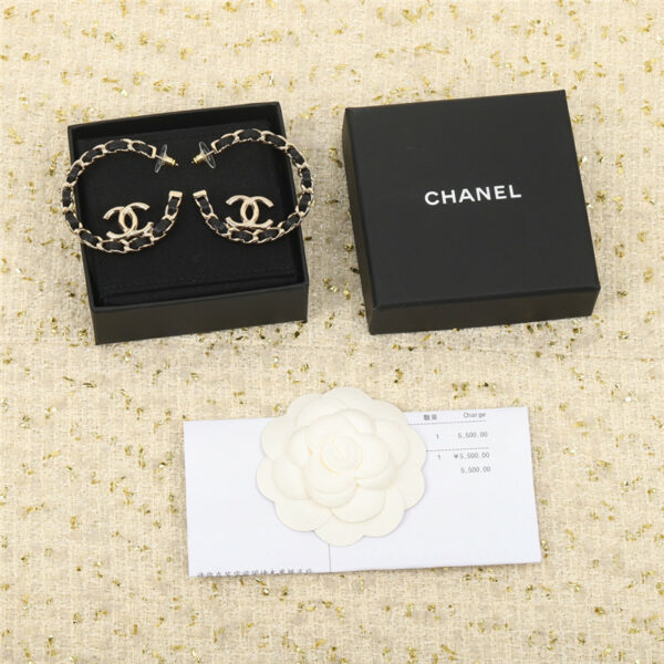 Chanel leather double C earrings