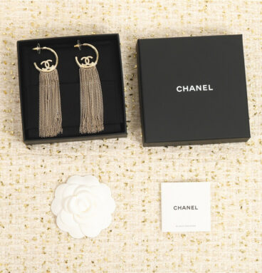 Chanel L tassel double C earrings