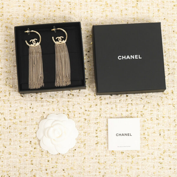 Chanel L tassel double C earrings