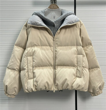 Brunello Cucinelli Faux Two-Piece Hooded Cropped Down Jacket