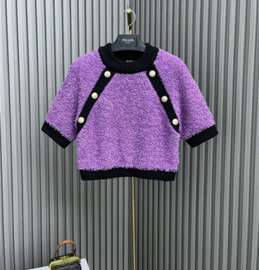 Balmain Contrast Fringed Knit Sweater