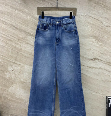 acne studios high waist distressed straight wide leg jeans