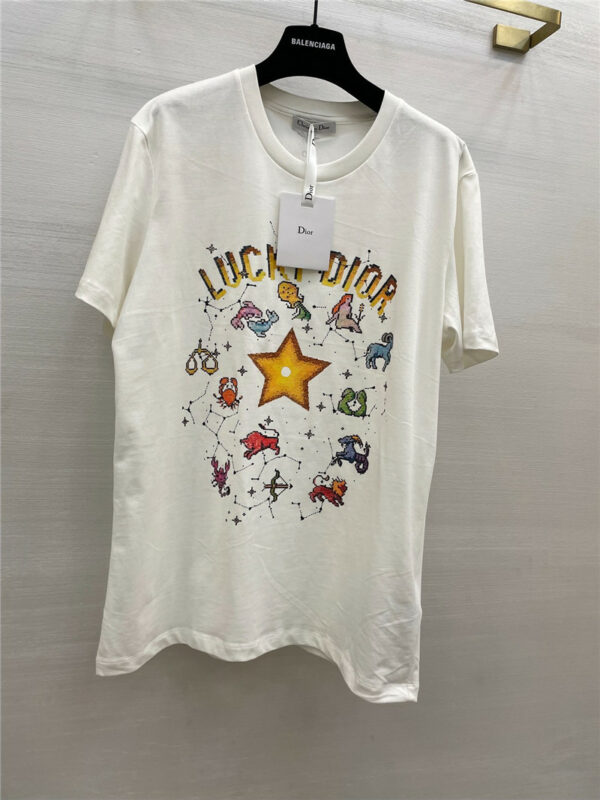 Dior Tanabata Valentine's Day five-pointed star print short sleeves