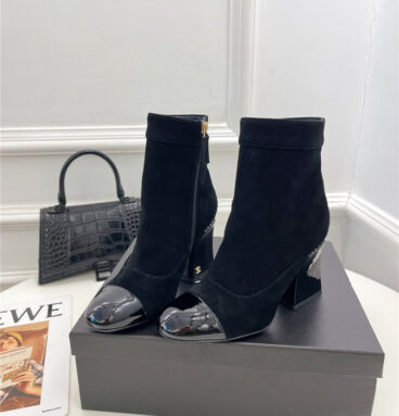 Chanel catwalk style pearl heel ankle boots