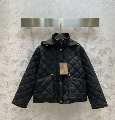 Hermès stand collar hooded diamond jacket