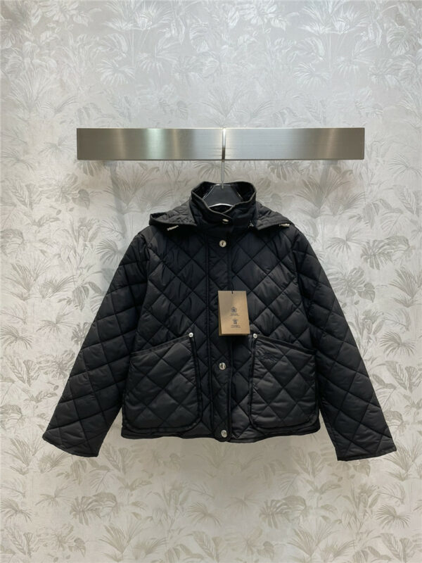 Hermès stand collar hooded diamond jacket