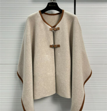loro piano cashmere cape in couture leather with buckle