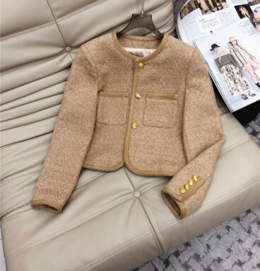 celine vintage tweed imported double pocket short coat