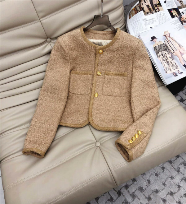 celine vintage tweed imported double pocket short coat