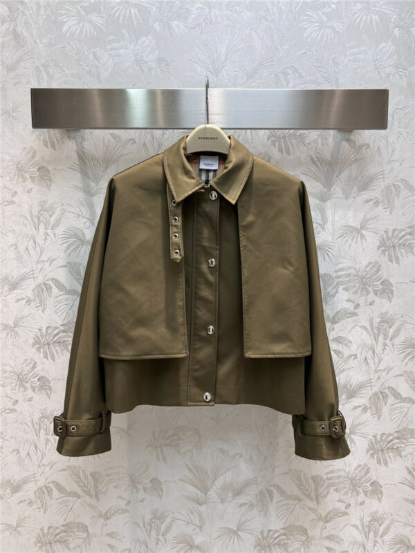 Burberry Logo Cropped Fake Two-Piece Cape Jacket