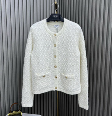 chanel heavy sequin gold thread knitted cardigan