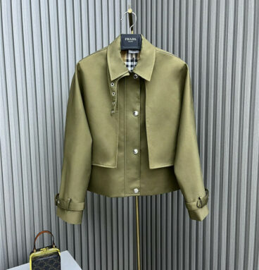 Burberry Faux Two Piece Cropped Trench Coat
