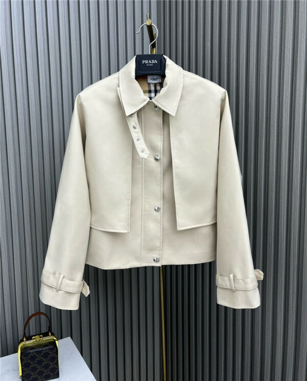 Burberry Faux Two Piece Cropped Trench Coat