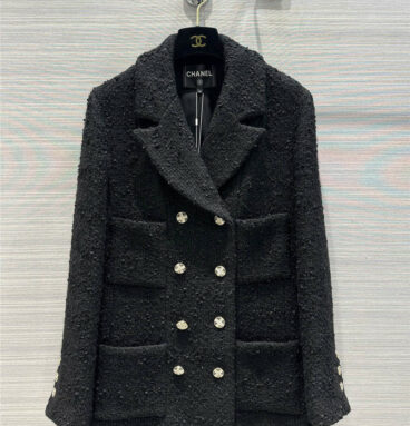 chanel tweed double breasted coat