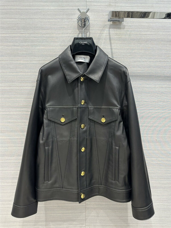 celine overzise silhouette motorcycle jacket leather coat