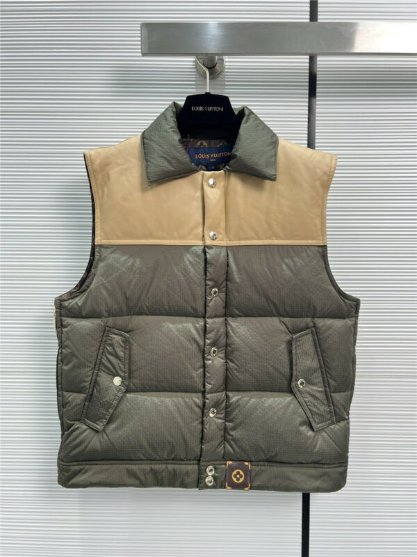 louis vuitton LV lining patchwork leather down vest