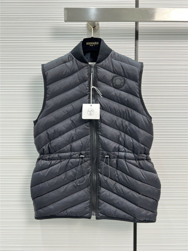 Hermès drawstring geometric quilted down vest