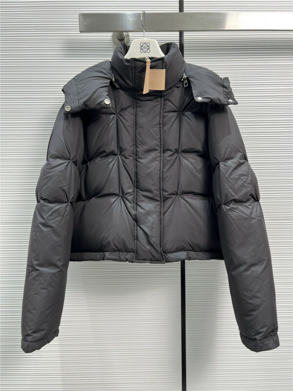 loewe Anagram leather label pleated quilted cropped down jacket