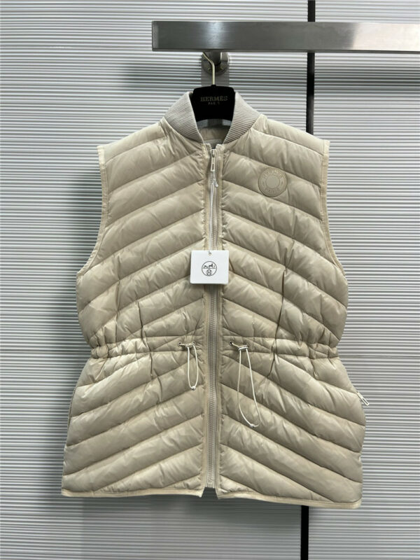 Hermès drawstring geometric quilted down vest