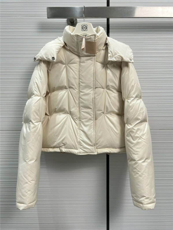 loewe Anagram leather label pleated quilted cropped down jacket