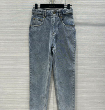 louis vuitton LV new leather label washed denim trousers