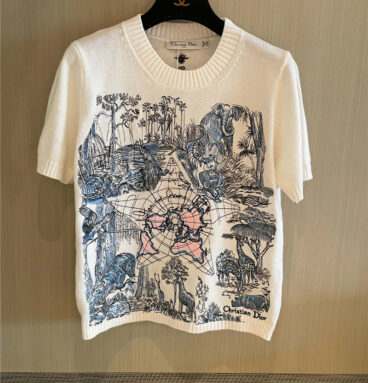 Dior new knitted jungle jacquard short sleeves