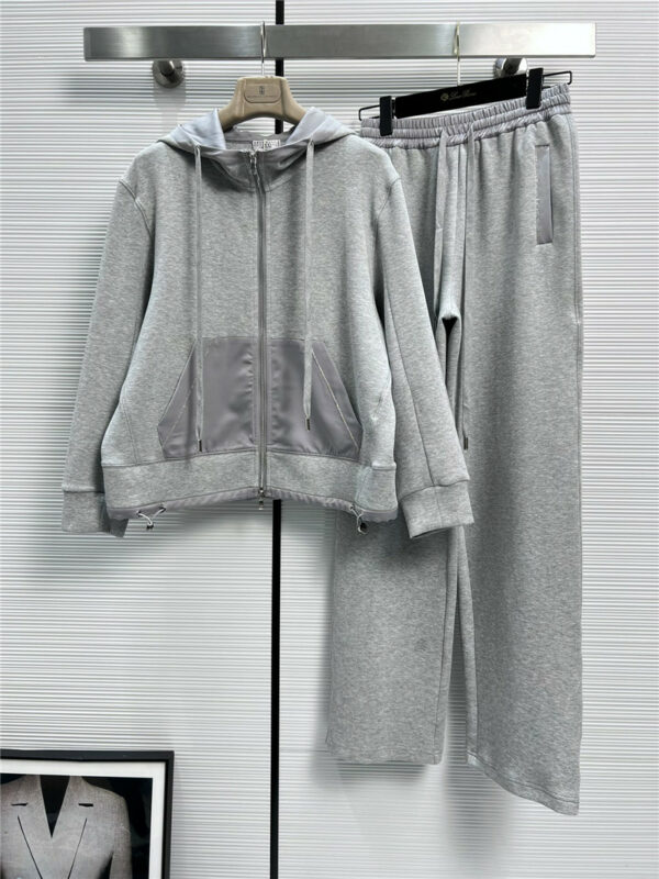 Brunello Cucinelli Hooded Zipper Cardigan + Casual Pants Set