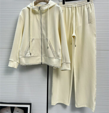 Brunello Cucinelli Hooded Zipper Cardigan + Casual Pants Set