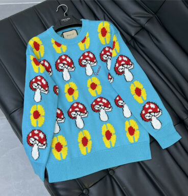 gucci floral mushroom knitted pullover