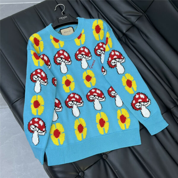 gucci floral mushroom knitted pullover