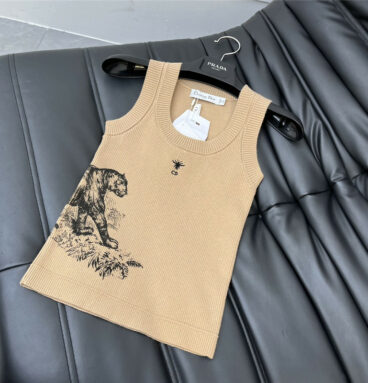 dior tiger print knitted vest