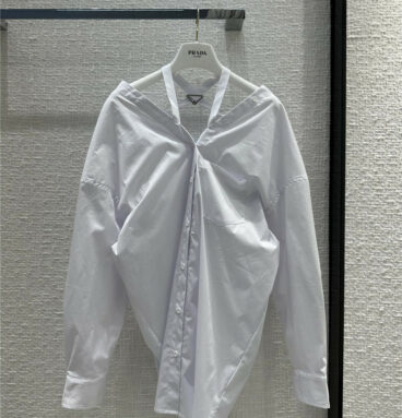 prada cross design strapless oversized shirt