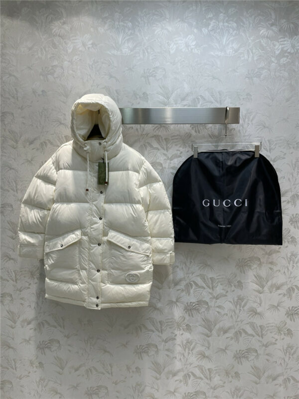 gucci new hooded mid-length down jacket