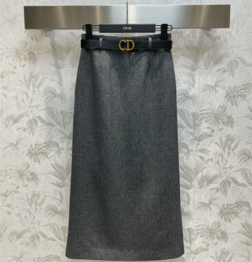 Dior gray slim A line skirt