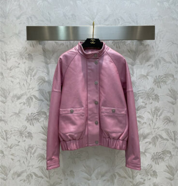 chanel pearlescent pink leather jacket