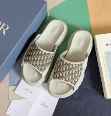 Dior couple models Oblique platform slippers