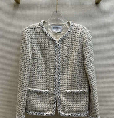 Chanel V-neck tweed woven jacket