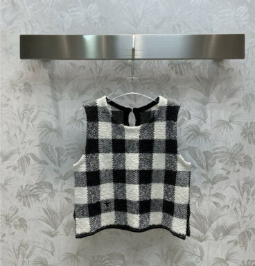 dior bee embroidered plaid vest