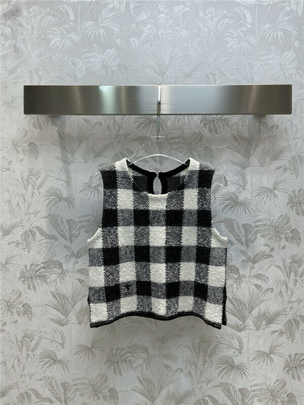 dior bee embroidered plaid vest