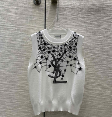 YSL embroidered stars knitted vest