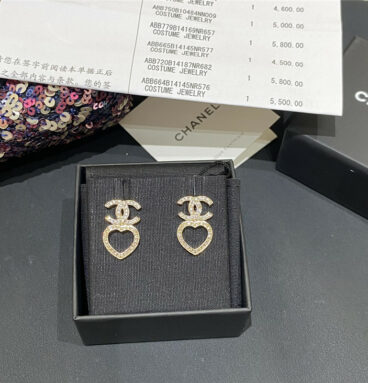 Chanel peach heart double c earrings