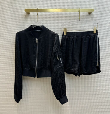Givenchy Cropped Jacket + Elastic Waist Shorts Set