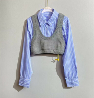 alexander wang fake two piece knit stitching shirt