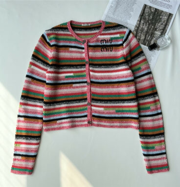miumiu rainbow stripe contrast sweater