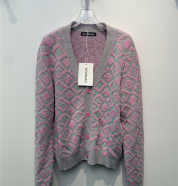 acne studios Face knit cardigan with smiley face print