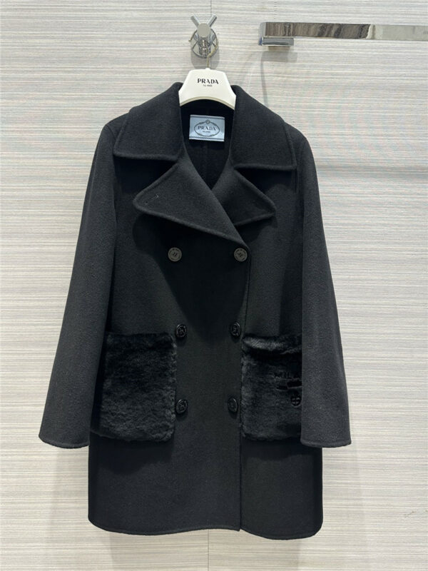 prada handmade reversible cashmere coat with fur pockets