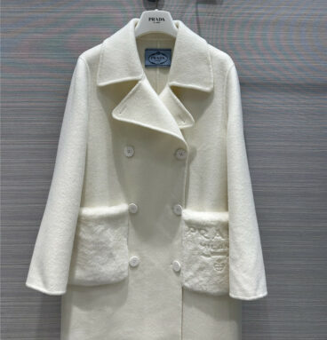 prada handmade reversible cashmere coat with fur pockets