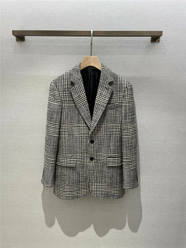 celine wool checked blazer with lapels